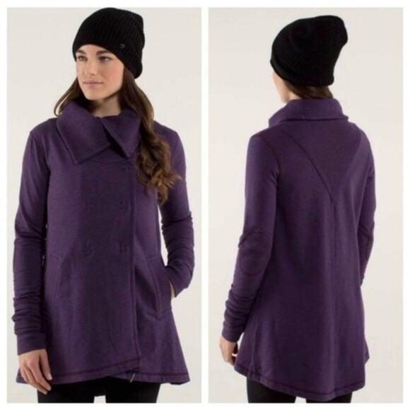 Lululemon Gratitude Wrap Heathered Deep Zinfandel Purple Sweatshirt Jacket - Picture 2 of 9